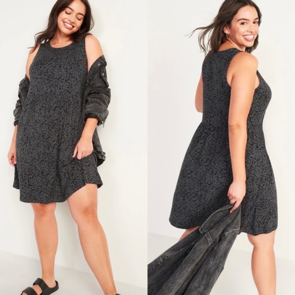 Old Navy XL Leopard Print Sleeveless Jersey-Knit Swing Dress